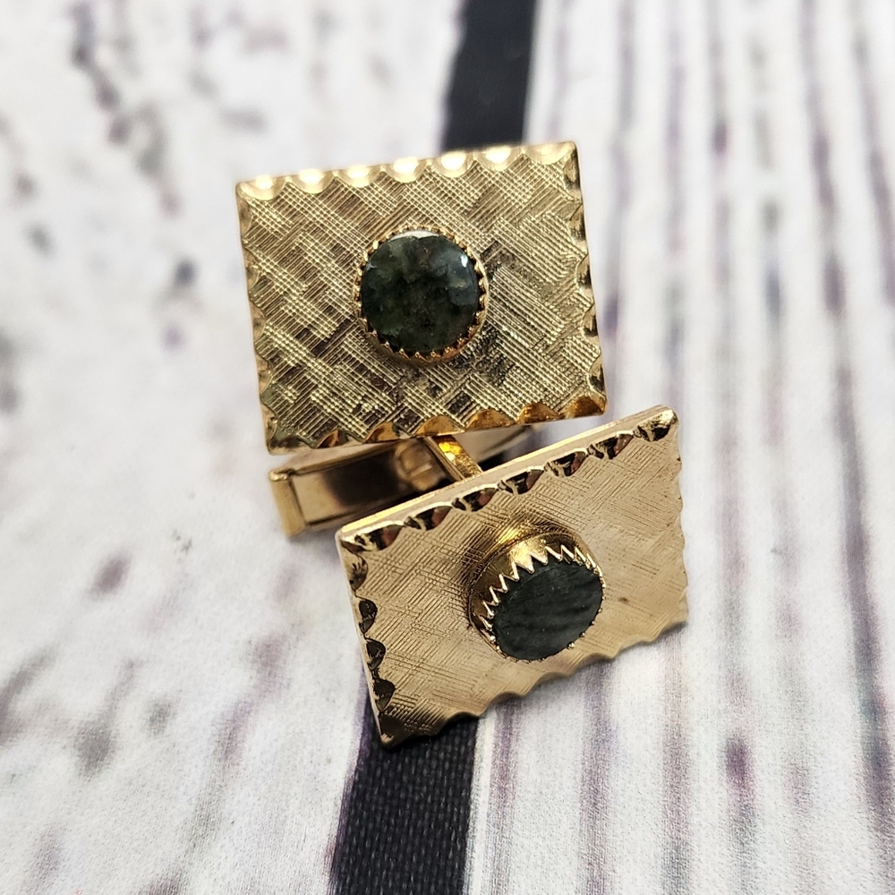 Vintage Gold Rectangle Cuff Links‎